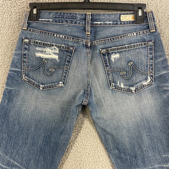 Adriano Goldschmied Jeans Womens 27 R Ex-Boyfriend Crop Fade Whisker Distressed - Picture 8 of 14